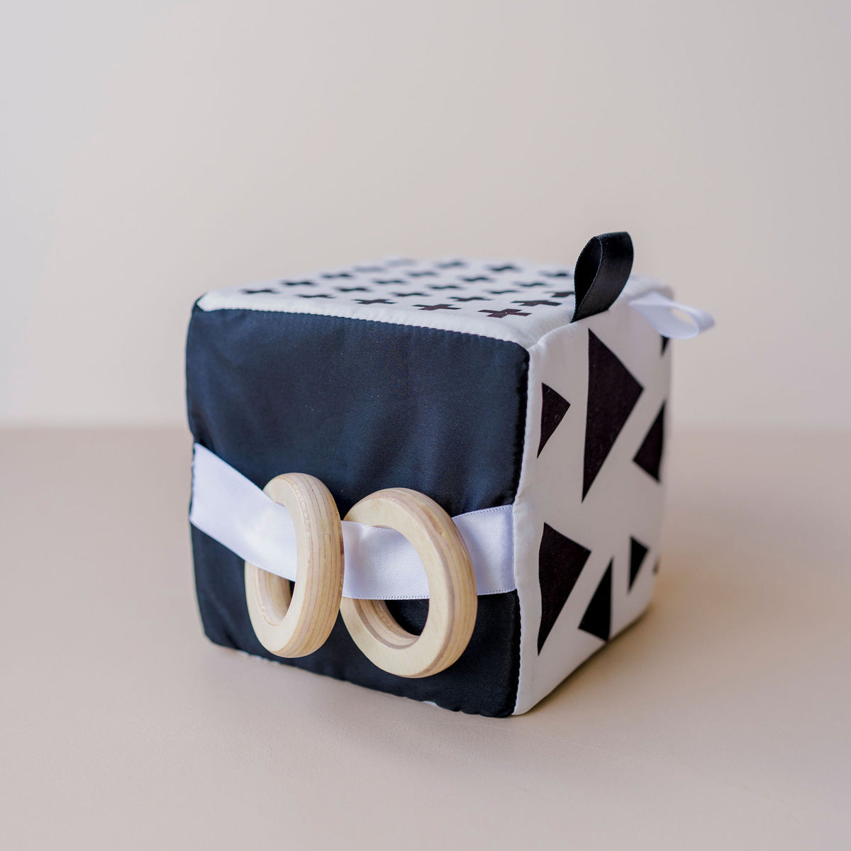 PlayLogy Baby Sensory Toy Soft Cube Black White Newborn Brain Development Toy