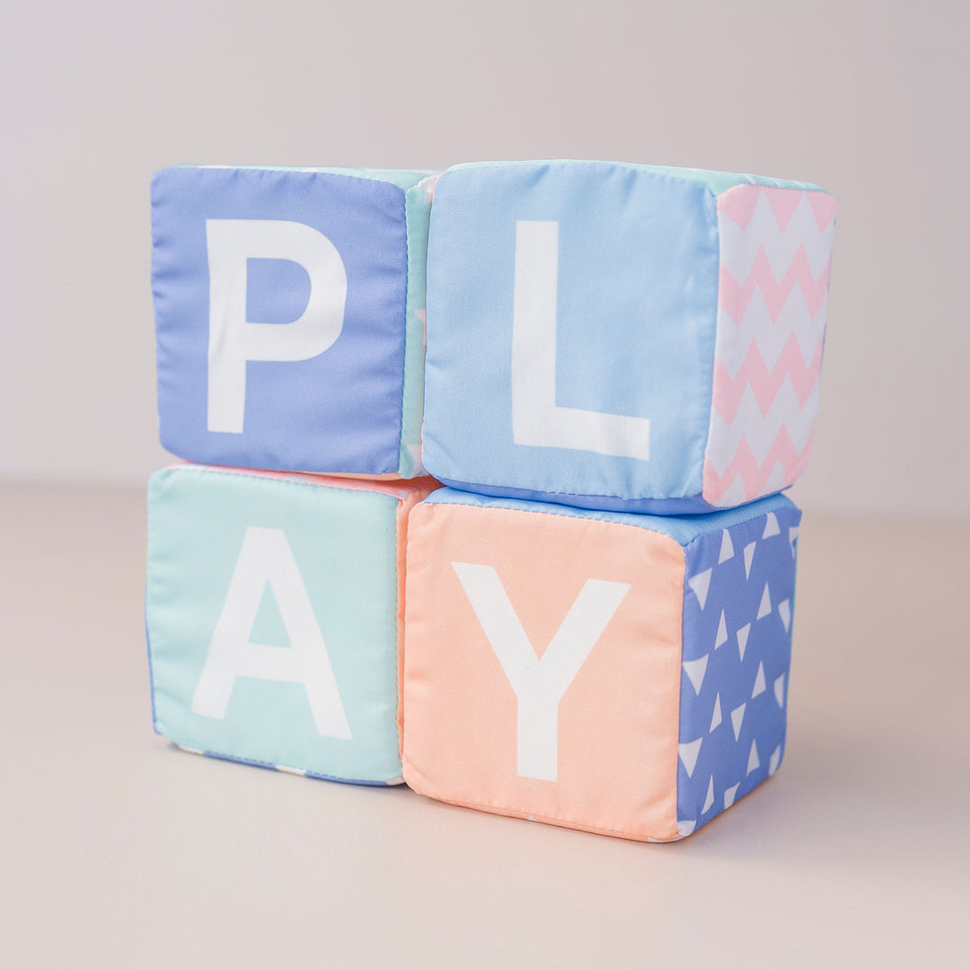 Laugh & Learn PlayBox Soft ‘PLAY’ blocks toy for babies 5–6-month-olds educational development.