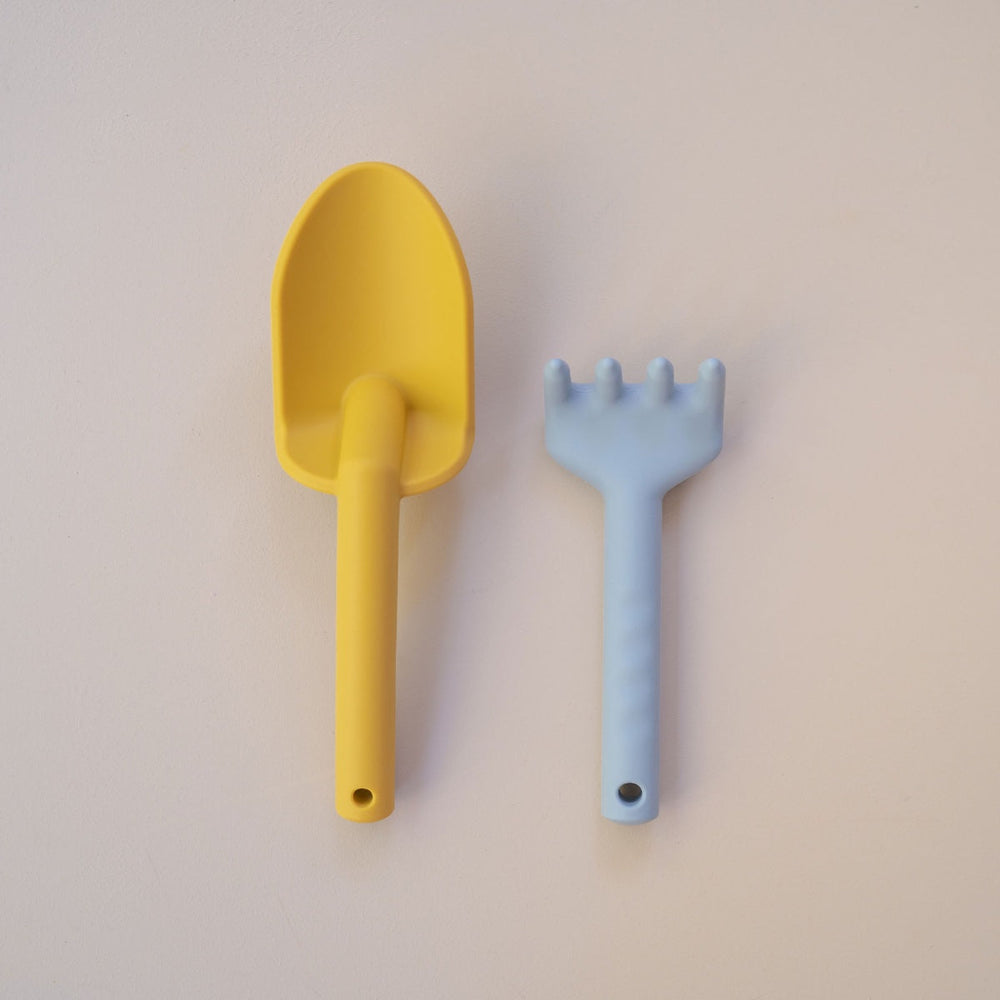 Gardening set with rake and trowel for toddlers.